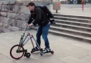 A scooter, roller skates, and bike all-in-one