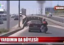 Benzini biten otomobili motosikletiyle itti :)