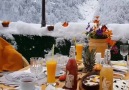 Breakfast in a snowy wonderland in Turkey