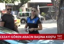 Cezayı gören aracın başına koştu