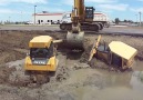 345CL Excavator Pulls Out 2 Deere Dozers From a Canal &