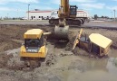 345CL Excavator Pulls Out 2 Deere Dozers From a Canal &