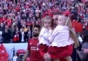 Cute video Mohammed Salah&daughter being cheered by Liverpool fans
