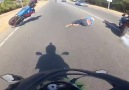 Dangerous wheelie double crash