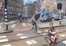 Dutch cycle lanes around a round-a-bout