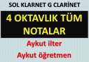 ♫ DERS ♫  SOL KLARNET 4 OKTAV TUM NOTALAR & PARMAK POZISYONLARI