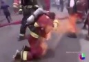 Firefighter caught fire