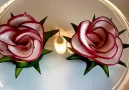 Flowers made of radish. Decoration of Vegetables