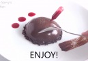 Glazed Chocolate Mousse Dome with Raspberry Sauce Pipette!By Cupcake Savvy