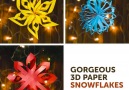 Gorgeous 3D paper snowflakes. bit.ly2DuZBhY