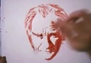 Kanıyla Atatürk portresi çizen genç...