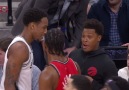 Kawhi was tryna see what DeMar and Kyle Lowry were chatting about