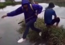 Lad Gets Mate's Head Caught In Fishing Net