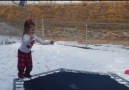 Little girl's trampoline fail