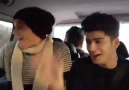 Louis, Zayn & Liam arabada kopuyor.