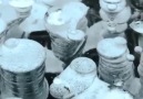 Methane bubbles frozen in the ice on Abraham Lake in Alberta Canada