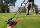 Mow hard to reach areas with this lawn mower that hovers.