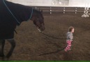 One-Year-Old Girl Leads Horse on Friendly Walk