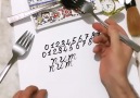 Örgü Dünyası - Calligraphy artist uses a fork instead of a pen Facebook
