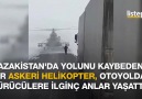 Otobana helikopterle inip kamyon sürücülerine adres soran pilot