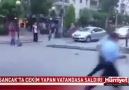 Polis elinde döner bıçağı ile meydanlarda