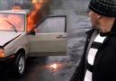 Qarabağ əlili yol polisinə etiraz edib, maşını yandırdı (PAYLA...