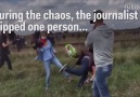 Reporter kicks refugees
