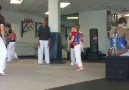 Ryan working on her punches with 2 Olympian Paige McPherson.