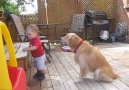 Shepherd sharing his snack with "Smiley"