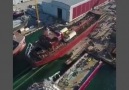 Tanker ship launching Tanker gemisinin suya indirilme anı