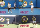 Thiem, Federer, Gasquet and Wawrinka - One handed topspin back...