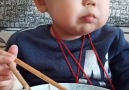 This adorable baby is a chopstick pro!!! Credit Newsflare