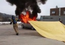 This blanket puts out car fire in less than 20 seconds.