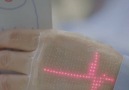 This ultra-thin artificial skin displays medical info..