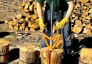 This wood splitter is safer than an ax.