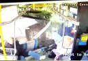 Truck crashes through bus on camera