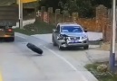 Two tyres fall off a moving truck....how unlucky is this!!