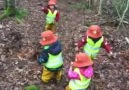 Two year olds navigating the terrain.