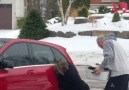 Woman Can't Get In Her Car On Ice