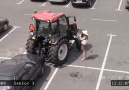 Woman parking the tractor D
