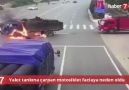 Yakıt tankına çarpan motosiklet faciaya neden oldu