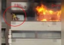 Yangında mahsur kalan kadın camdan böyle atladı (İzmirde korku dolu anlar)